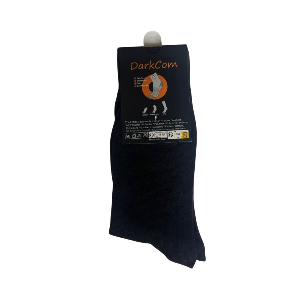 DarkCom Socks Breathable Durable Cotton-Blend Black Size 6-9 New